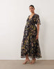 Hope & Ivy Maternity flutter sleeve wrap maxi dress in navy floral