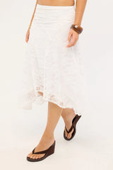 Thrills Sienna Lace Midi Skirt White