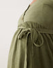 Mamalicious Maternity button front tie waist midi dress in olive green