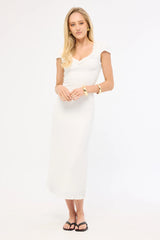 Perfect Stranger Mimsy Short Sleeve Midi Dress White