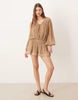 Free People sunbeam long sleeve mini dress in brown