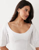 poplin lantern sleeve mini dress in white