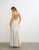 Topshop halter neck lace insert maxi dress in contrast striped and polka dot print