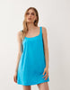 scoop neck shift mini dress in blue
