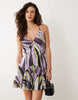 cami mini dress with cowl back in lilac stripes