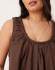 Curve poplin ruched scoop neck and back mini sundress in chocolate