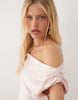 satin one shoulder drape mini dress in pink
