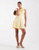 JJXX satin mini dress with tie detail in butter yellow