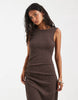 ONLY ruched detail maxi dress in chocolate brown