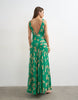 Topshop chiffon maxi dress with seam detailing in green floral