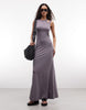 Weekday maxi dress with cut out back and shoulder detail in dusty plum