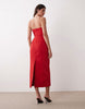 cotton sateen cami maxi sundress with bust detailing in red