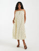 PIECES Curve cotton cami maxi dress in yellow and brown polka dot print