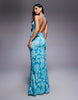 South Beach halterneck beach maxi dress in blue paisley print
