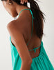 Petite trapeze scoop neck full hem maxi dress with bead detail back in aqua
