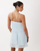 VILA tie front cami mini dress with frill trim in pastel blue