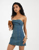 Free People Alexa mini dress in stone wash blue