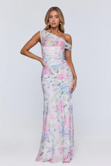 Soft Launch Energy Mesh Off Shoulder Maxi Dress Floral
