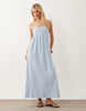 textured square neck midaxi dress in light blue
