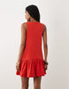 sleeveless mini dress with bubble hem in red