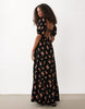 Miss Selfridge seersucker puff sleeve milkmaid maxi dress in dark floral print