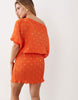 Never Fully Dressed Petite Tilly off shoulder plisse mini dress in orange
