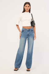Lioness Top Model Studded Jean Mid Wash