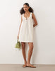scoop neck tie front mini dress in stripe