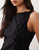 slash neck asymmetric mini vest sundress with dropped waist in black