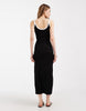rib knit midi dress in black with white contrast trim