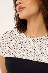 Motel Naria Top CFN White Basic Polka Black