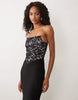 Vesper bengaline square edge bandeau maxi dress in black