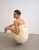 Topshop cowl back bandeau midi dress in buttermilk