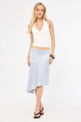 Perfect Stranger True Romance Satin Midi Skirt Ice Blue