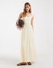 square neck seam detailing midi dress in buttermilk
