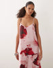 JDY midi cami dress in pink with floral print