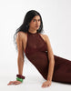 Reclaimed Vintage crochet floral halter neck maxi dress in brown