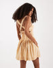 Free People laurel plaid drop waist mini dress in neutral stripe combo