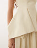 ARRANGE square neck maxi dress with linear jacquard skirt in buttermilk