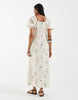 Vero Moda puff sleeve tie front detail maxi dress in cream floral print