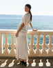 4th & Reckless sheer mesh tie front witted waist scarf detail maxi beach dress in cream