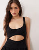 cut out detail midaxi dress in black