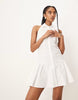 sleeveless mini shirt dress in white
