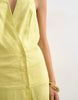 Topshop premium linen rich halter neck wrap maxi dress in muted lime