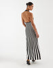 knit pleated maxi dress in mono stripe