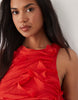 sleeveless maxi dress with tendril details in red