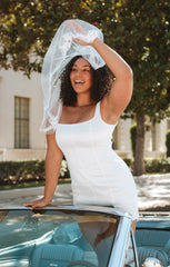 Camille Mini Dress ~ White Taffeta