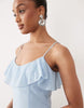 Vero Moda Tall ruffle bust chiffon midi cami dress in light blue