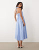 YAS halter neck waist detail gingham midaxi dress in blue