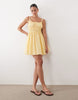 Abercrombie & Fitch ruched waist strappy mini dress in yellow